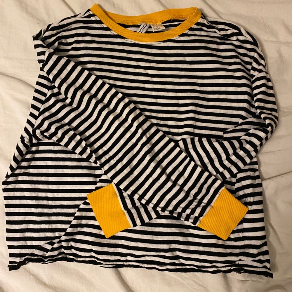 Striped Long sleeves top with yellow
